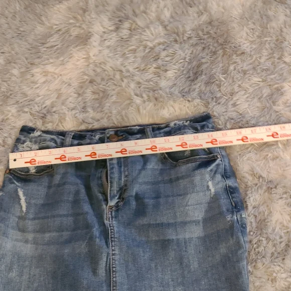 Ci Sono Blue Distressed Mini Skirt - Picture 4 of 10